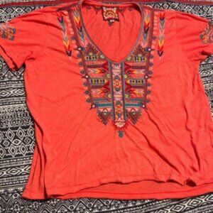 Johnny Was J15720-2 Red Graphic Short Sleeve Tee